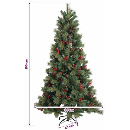 Umjetno božićno drvce s nogom 150 cm PVC i metal Zelena - 150 cm bez LED svjetala Slike
