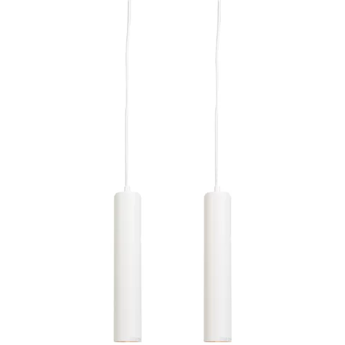 QAZQA Komplet 2 dizajnerskih visečih svetilk bela - Tuba majhna