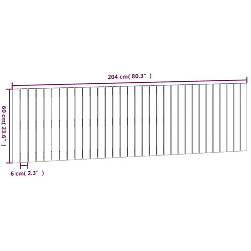  Zidno uzglavlje crni 204x3x60 cm od masivne borovine Slike