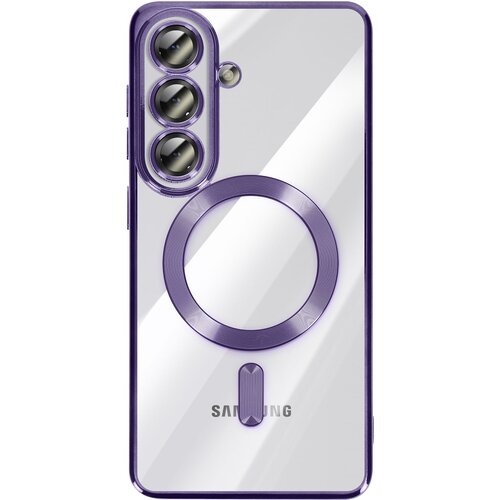 AVIZAR Mehko ohi&scaron;je MagSafe za Galaxy S26 Plus, odporno na udarce, s kromiranim robom, Vijolična, (5000190584) Cene