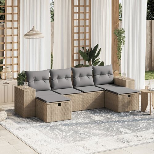  6-dijelni set vrtnih sofa s jastucima bež od poliratana 83 x 62 x 69 cm Cijene