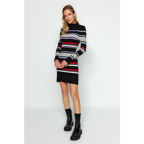 Trendyol Black Mini Sweater Standing Collar Dress, Sweater Dress Slike