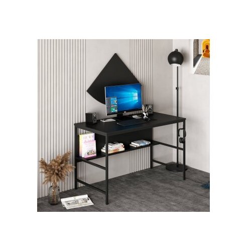Hanah home Greta Matte 7041 Crni radni sto 120x74x60 cm, Crna Slike