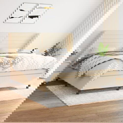  The Living Store Box spring postelja z vzmetnico krem 180x200 cm blago - Box Spring Postelja, (21501282) Cene
