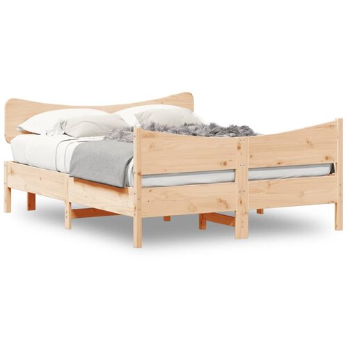 vidaXL Posteljni okvir z vzglavjem 150x200 cm trdna borovina Cene