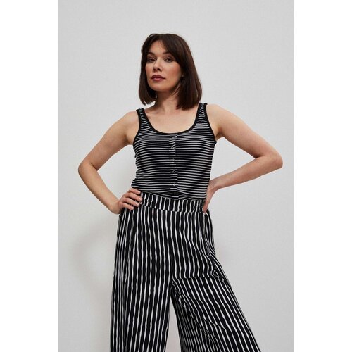 Marisse Black And White Striped Button-Up Top Slike
