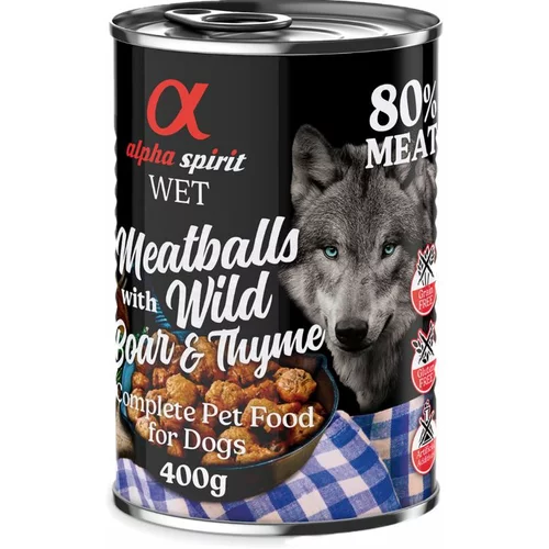 Alpha Spirit Dog Meatballs 6 x 400 g - divji prašič in timijan