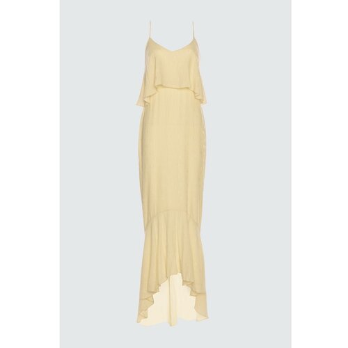 Trendyol Ecru 3D večernja haljina od tkanine i diplomska haljina siva | krem Slike