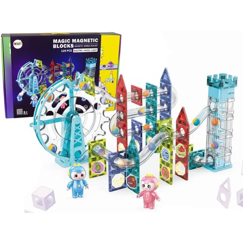 Lean_Toys Žareča krogla, diapozitiv, magnetne kocke, panoramsko kolo dvigala, 129 elementov Cene