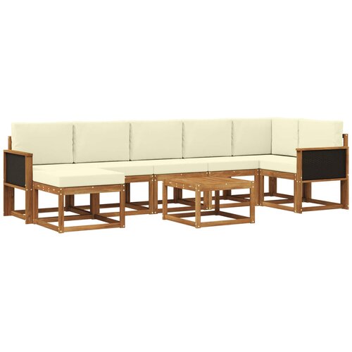 vidaXL Zunanja garnitura za sedenje 8 pcs Naravna in smetana Poliester, (5000281000) Cene