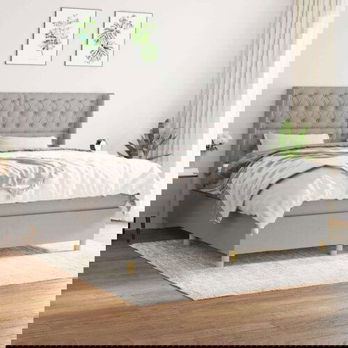  Box spring s madracem svjetlosiva 160x200 cm tkanina Slike