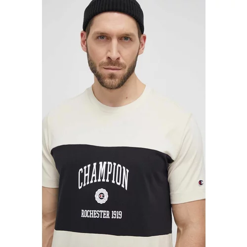 Champion Bombažna kratka majica moška, bež barva, 219853