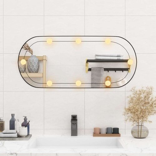  Zidno ogledalo s LED svjetlima 35x80 cm stakleno ovalno Slike