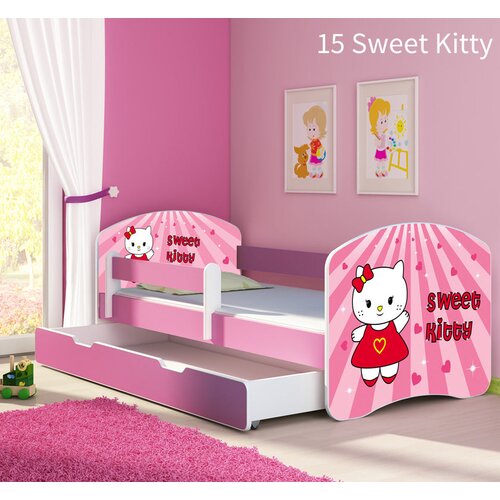  Otroška postelja ACMA z motivom, stranska roza + predal 140x70 cm 15 Sweet Kitty Cene