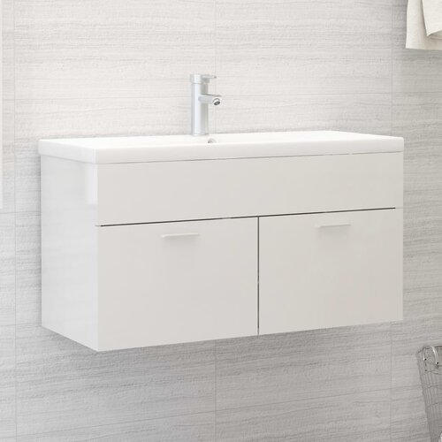 vidaXL Ormarić za umivaonik visoki sjaj bijeli 90x38,5x46 cm iverica Cijene