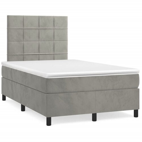 VidaXL Box spring postelja z vzmetnico svetlo siva 120x190 cm žamet Slike