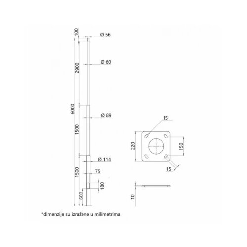  STUB SA STOPOM 6M GALVANIZOVAN SIVI Cene