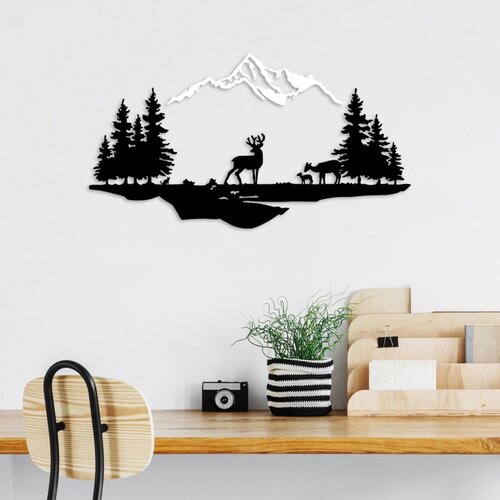 Wallity Zidna dekoracija Deer And Landscape-2, Crna Cene