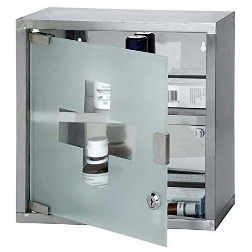 INOX omarica za prvo pomoč - steklena vrata 30cm Cene