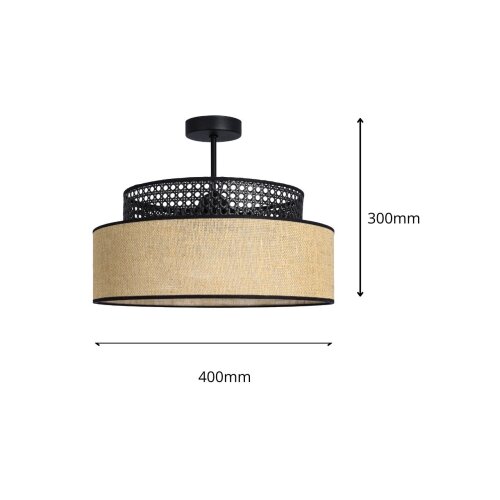  plafonski luster boho 1xE27/60W/230V, prečnik 40 cm, crna/ratan Slike