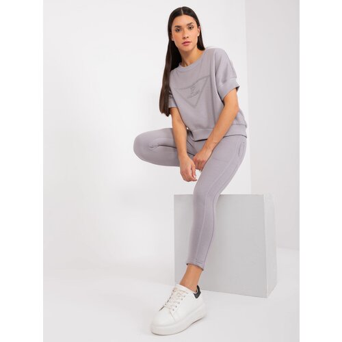Fashion Hunters Grey two-piece tracksuit with patch Cene