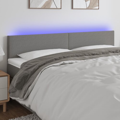 VidaXL LED uzglavlje tamnosivo 160x5x78/88 cm od tkanine Slike
