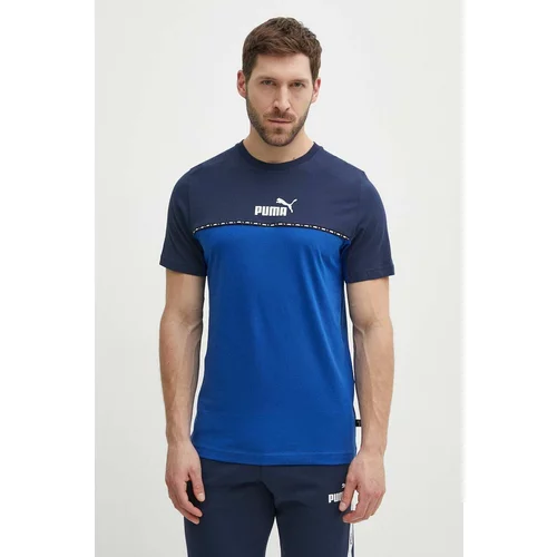 Puma Bombažna kratka majica moški, mornarsko modra barva