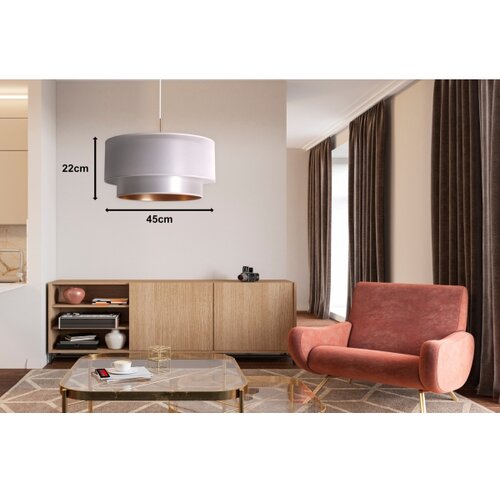  Duolla - Visilica na sajli NANTES 1xE27/15W/230V prečnik 45 cm srebrni/bakarni Slike