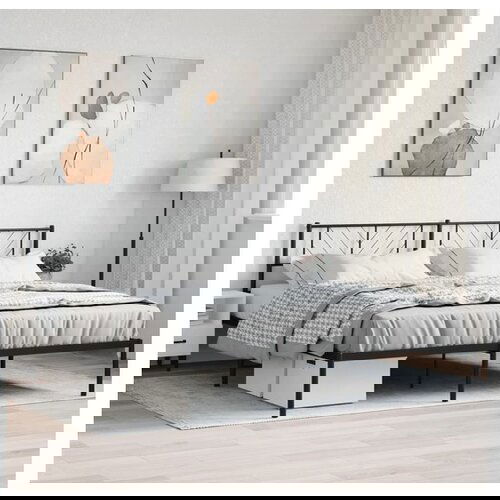 VidaXL Metalni okvir za krevet s uzglavljem crni 193x203 cm Slike