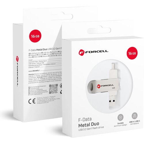 forcell F-DATA Metal Duo 16 GB USB flash USB 3.2 Gen 1 (USB A/Type C) srebrni Cene
