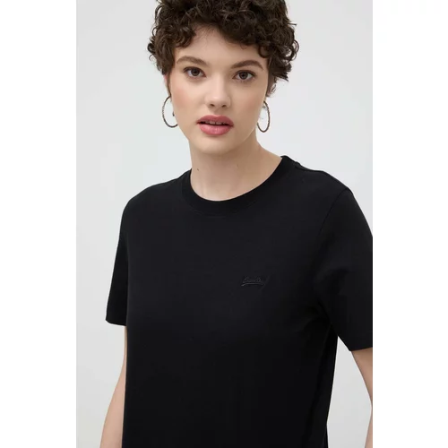 Superdry Pamučna majica za žene, boja: crna