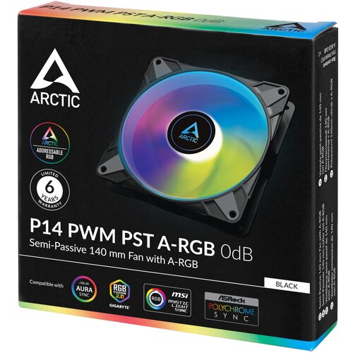 Arctic P14 pwm pst a-rgb 140mm 4-pin ventilator, črn Slike