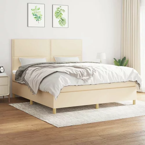  Krevet s oprugama i madracem krem 180x200 cm od tkanine