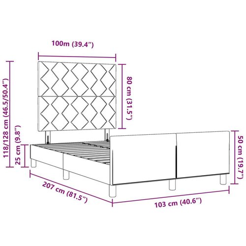 vidaXL Krevet Siva 100x200 cm Tkanina Cene