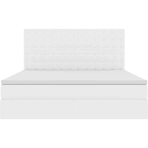  Krevet s od storage Čista bijela 160 x 200 cm Lažna koža Slike