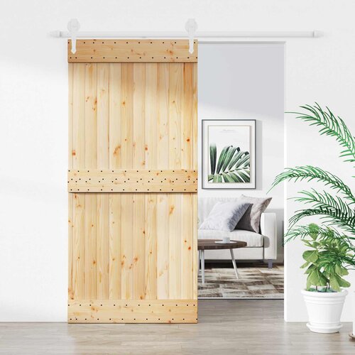 Klizna vrata Prirodna i bijela 95 x 210 cm Čvrsta borovina Cijene