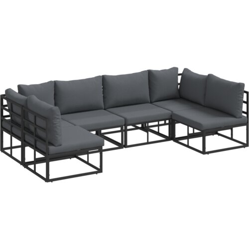 VidaXL Sjedeća garnitura za vrt 6 pcs Crna 283 x 141.5 x 71 cm Slike