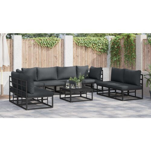 VidaXL Vrtna sedežna garnitura 8 pcs Črna 283 x 71.5 x 71 cm Aluminij Slike