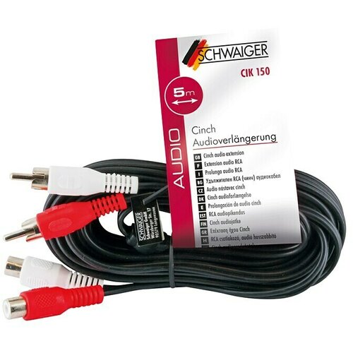 SCHWAIGER Stereo audio podalj&scaron;evalni kabel (5 m, 2 x RCA sklopka, 2 x RCA vtiča) Cene