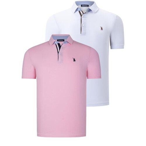 Dewberry DUAL SET T8582 MENS T-SHIRT-WHITE-PINK Slike