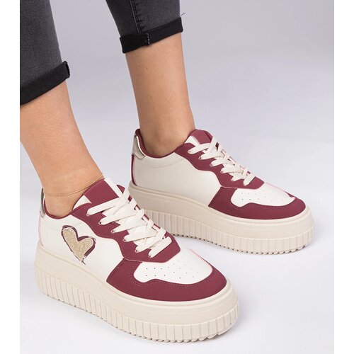 Gemre Burgundy women's sneakers with a glitter heart Laira Cene