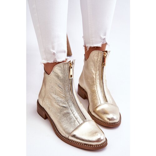 Zazoo 2785 Leather Boots With Zipper Gold Slike