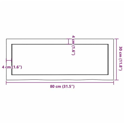  Zidna polica 80x30x(2-6) cm neobrađena masivna hrastovina Slike