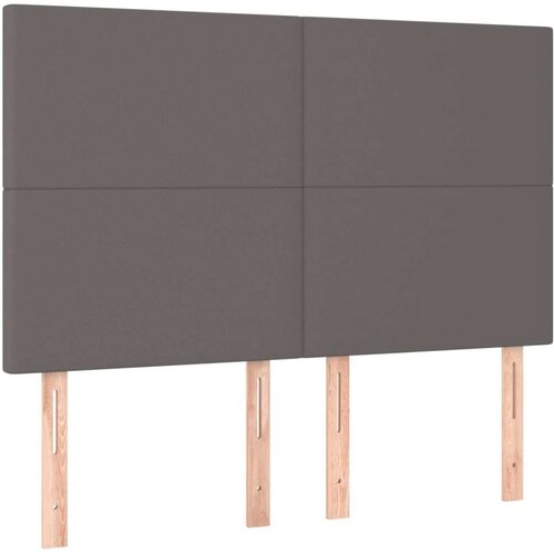 VidaXL Krevet s oprugama i madracem sivi 140x190 cm od umjetne kože Slike