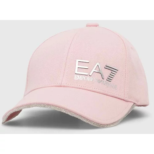 Ea7 Emporio Armani Bombažna bejzbolska kapa roza barva
