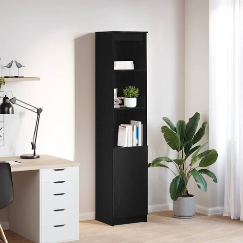 vidaXL Visoka omara črni hrast 37,5x35x180 cm inženirski les Cene