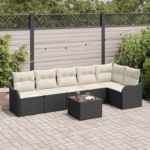  Sjedeća garnitura za vrt 7 kom. Smeđa poliratan Crna 287,5 x 122,5 x 69 cm Slike