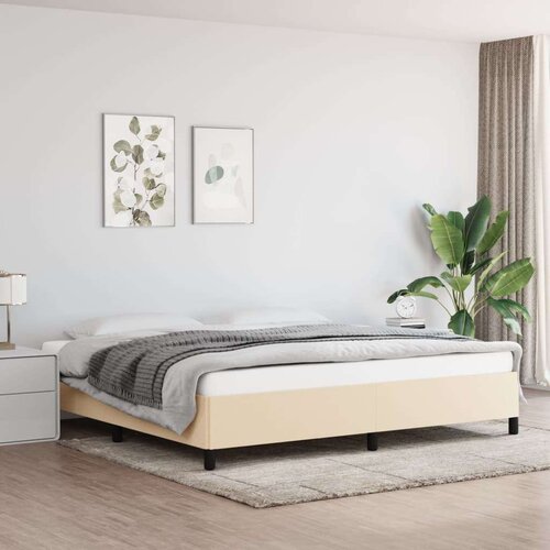  Posteljni okvir krem 200x200 cm blago, (20724526) Slike