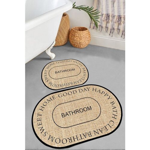  Baindos - Beige Beige Bathmat Set (2 Pieces) Cene