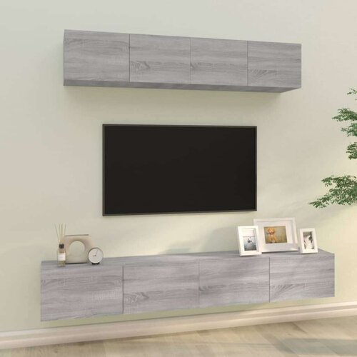  4-dijelni set TV ormarića sivog sonome konstruirano drvo Cijene